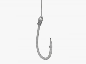 Fishing hook with line 3D Model