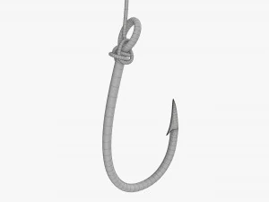 Fishing hook with line 3D Model
