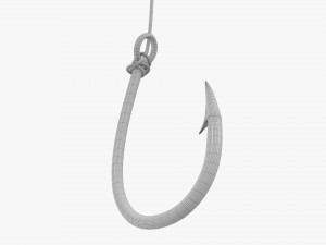 Fishing hook with line 3D Модель