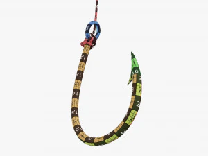 Fishing hook with line 3D Model
