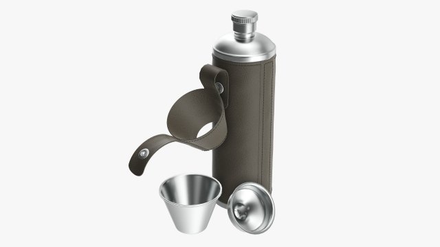 Flask glasses leather cover opened Modelo 3D .c4d .max .obj .3ds .fbx .stl .blend 