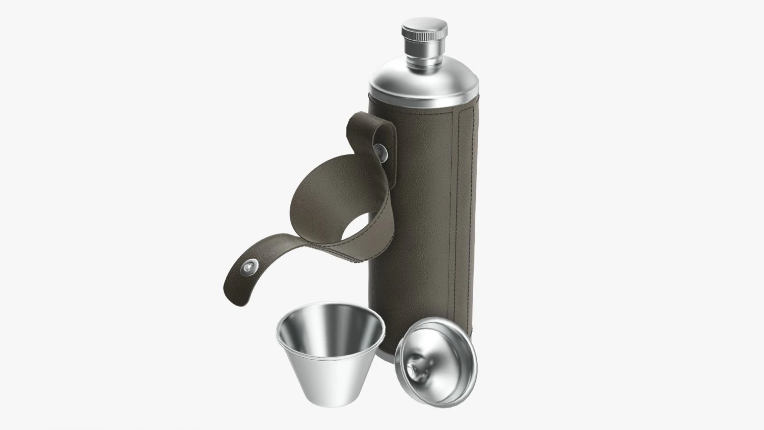 Flask glasses leather cover opened 3D Model .c4d .max .obj .3ds .fbx .stl .blend 