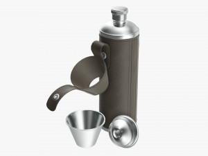 Flask glasses leather cover opened Modelo 3D