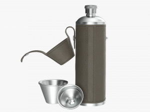 Flask glasses leather cover opened Modelo 3D
