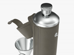 Flask glasses leather cover opened Modelo 3D