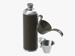 Flask glasses leather cover opened Modelo 3D