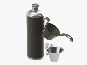 Flask glasses leather cover opened 3D Model