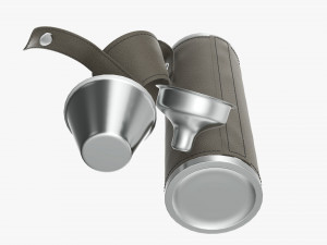 Flask glasses leather cover opened Modelo 3D