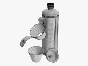 Flask glasses leather cover opened Modelo 3D