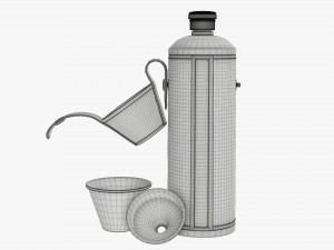 Flask glasses leather cover opened Modelo 3D