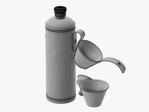 Flask glasses leather cover opened Modelo 3D