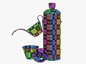 Flask glasses leather cover opened Modelo 3D
