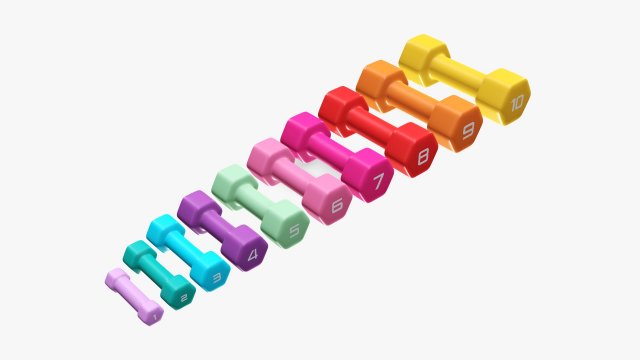 Hexagonal dumbbells Model 3D .c4d .max .obj .3ds .fbx .stl .blend 
