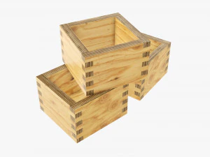 Japanese wooden box 3D Model