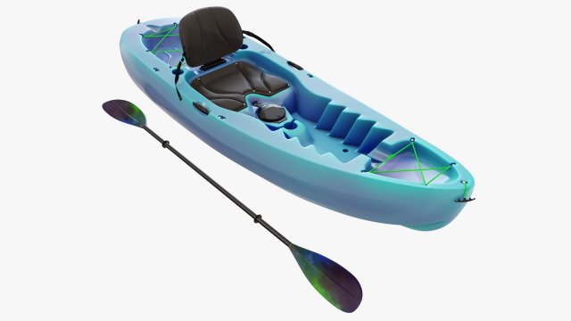 Kayak 02 with paddle Modelo 3D .c4d .max .obj .3ds .fbx .stl .blend 
