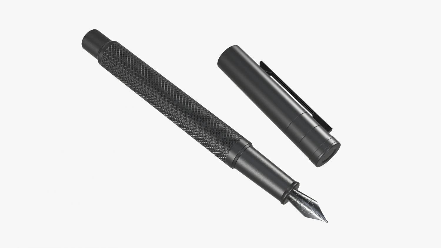 Matte black fountain pen 3D Model .c4d .max .obj .3ds .fbx .stl .blend 
