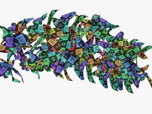 Orchid branch with flowers 3D Model