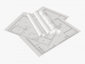 Paper sheets and scrolls 01 3D Model