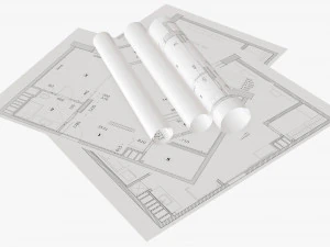 Papierb&ouml;gen und Schriftrollen 01 3D Modell