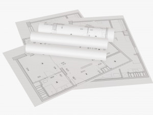 Paper sheets and scrolls 01 3D Model