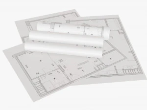 Papierb&ouml;gen und Schriftrollen 01 3D Modell