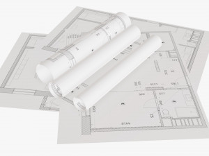 Paper sheets and scrolls 01 3D Model
