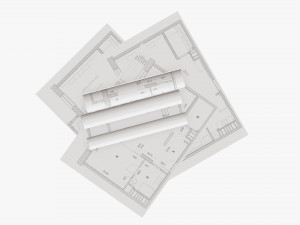 Paper sheets and scrolls 01 3D Model