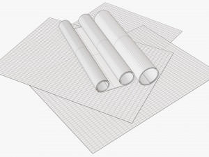 Paper sheets and scrolls 01 3D Model