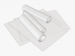 Paper sheets and scrolls 02 3D Model
