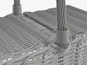 Picnic wicker basket 3D Model