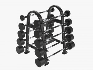 Rubber barbell set on rack Modelo 3D