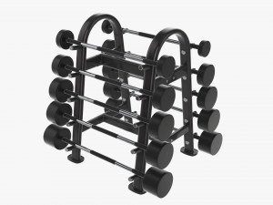 Rubber barbell set on rack Modelo 3D