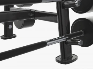 Juego de pesas de goma sobre rejilla. Modelo 3D