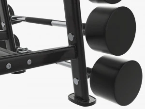 Juego de pesas de goma sobre rejilla. Modelo 3D