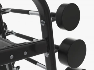 Juego de pesas de goma sobre rejilla. Modelo 3D