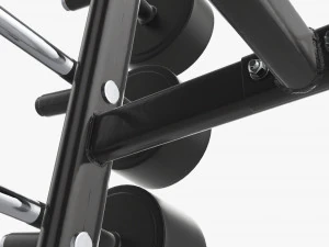 Juego de pesas de goma sobre rejilla. Modelo 3D