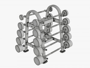 Rubber barbell set on rack Modelo 3D