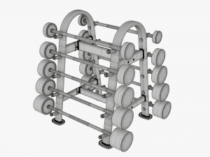 Rubber barbell set on rack Modelo 3D