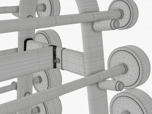Juego de pesas de goma sobre rejilla. Modelo 3D