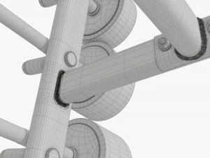 Juego de pesas de goma sobre rejilla. Modelo 3D