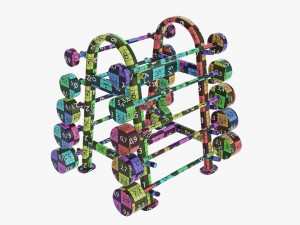 Rubber barbell set on rack Modelo 3D