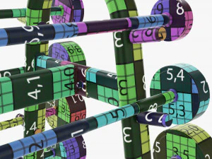 Juego de pesas de goma sobre rejilla. Modelo 3D