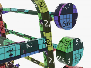 Juego de pesas de goma sobre rejilla. Modelo 3D