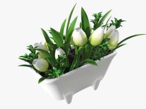 Tulip composition in bathtub 3D Model
