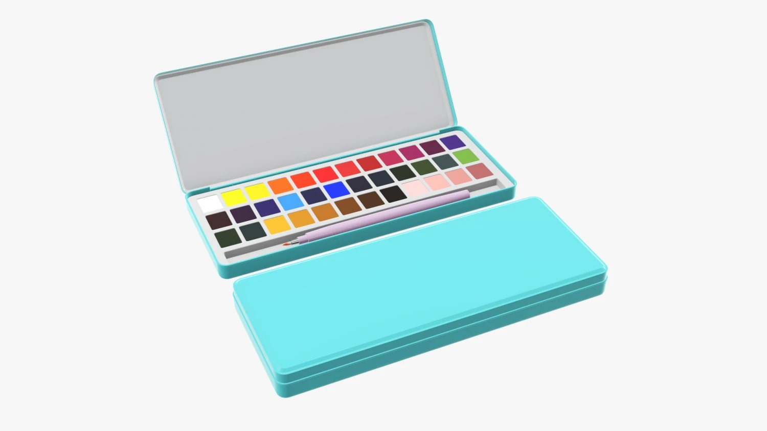 Watercolor paint set 3D Model .c4d .max .obj .3ds .fbx .stl .blend