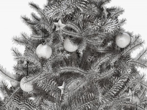 Artificial fir tree decorated 01 3D Model