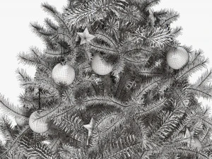 Artificial fir tree decorated 01 3D Model