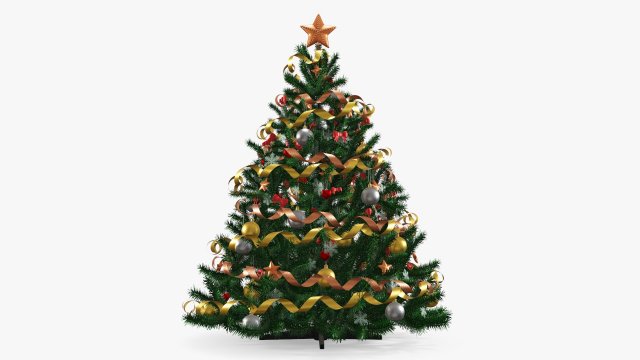 Artificial fir tree decorated 02 3D Model .c4d .max .obj .3ds .fbx .stl .blend 