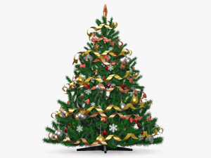 Artificial fir tree decorated 02 3D Model