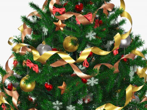 Abeto artificial decorado 02 Modelo 3D